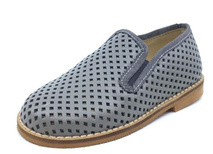 Shoes Luccini Boy'S Casual Shoes | Luccini Basket Weave Grey Leather Smoking Loafer