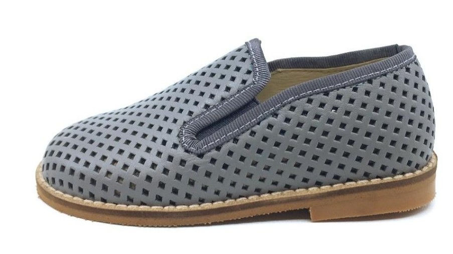 Shoes Luccini Boy'S Casual Shoes | Luccini Basket Weave Grey Leather Smoking Loafer