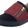 Shoes Fascani Boy'S Casual Shoes | Fascani Boy'S And Girl'S Side Zip Slip-On Sneaker Shoes, Black Velvet/Red Pony Hair