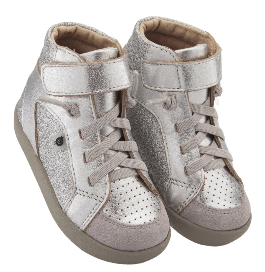 Shoes Old Soles Boy'S Casual Shoes | Old Soles Girl'S & Boy'S 5061 Sprite High Top Leather Sneakers - Silver/Glam Argent/Grey Suede