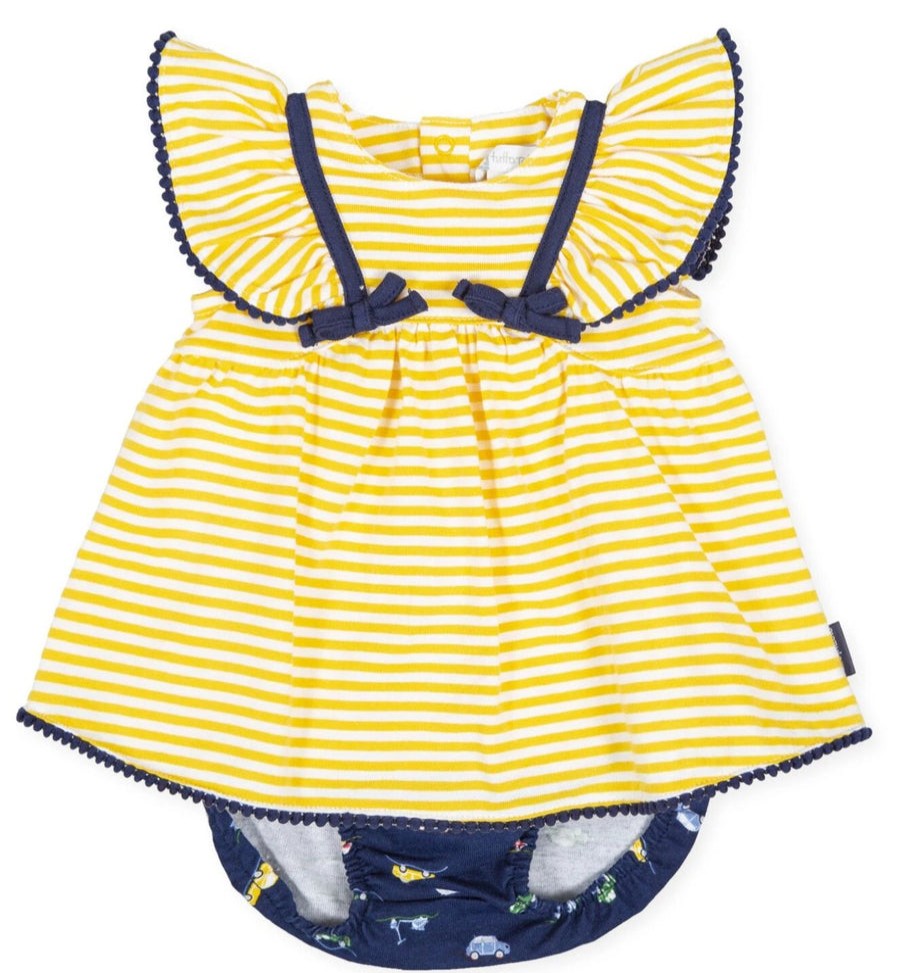 Clothes Tutto Piccolo | Tutto Piccolo Dress With Briefs - Yellow/Navy