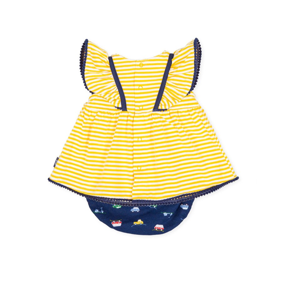 Clothes Tutto Piccolo | Tutto Piccolo Dress With Briefs - Yellow/Navy