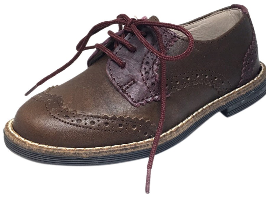 Shoes Hoo Shoes Boy'S Casual Shoes | Hoo Shoes Boy'S And Girl'S Ralph'S Brown Maroon Smooth Leather Lace Up Platform Tip Oxford Shoe