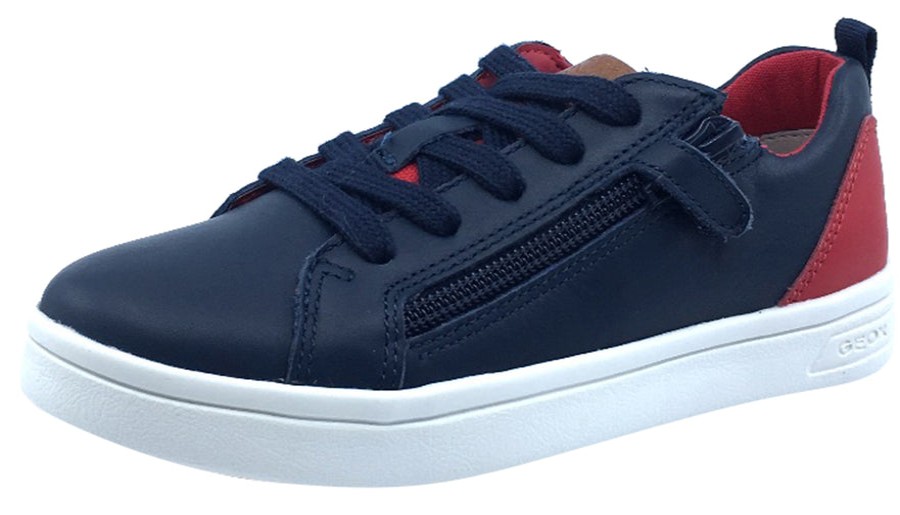 Shoes Geox Boy'S Casual Shoes | Geox Dj Rock Sneaker Navy Red Junior For Boy'S