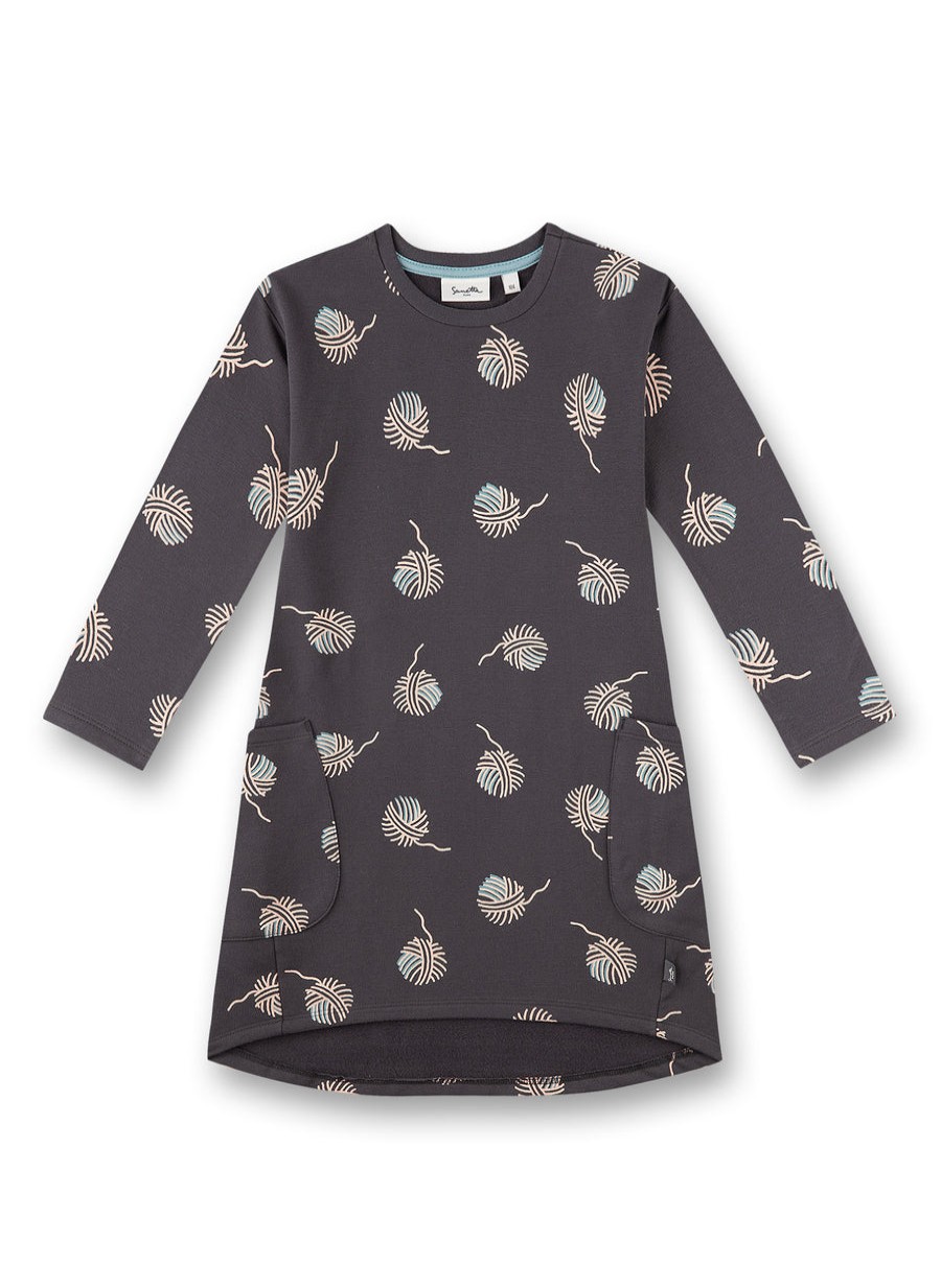 Clothes Sanetta | Sanetta Girl'S Dark Grey Print Dress