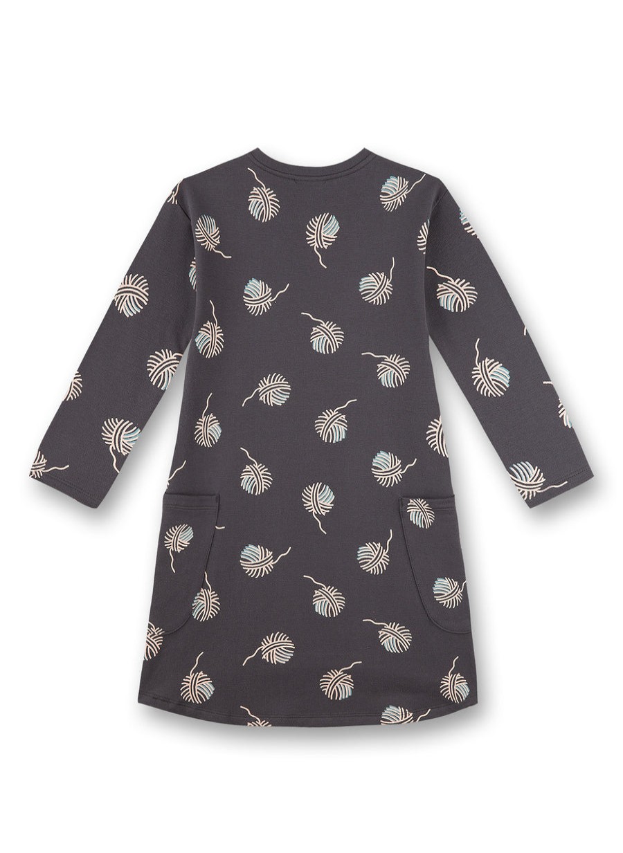 Clothes Sanetta | Sanetta Girl'S Dark Grey Print Dress