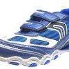 Shoes Geox Boy'S Casual Shoes | Geox Boy'S Tornado Navy & Royal Blue Double Hook And Loop Strap Sneaker