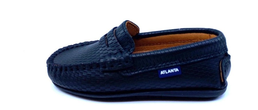 Shoes Atlanta Mocassin Boy'S Casual Shoes | Atlanta Mocassin Boy'S & Girl'S Black Perforated Slip On Moccasin Penny Loafer Shoe