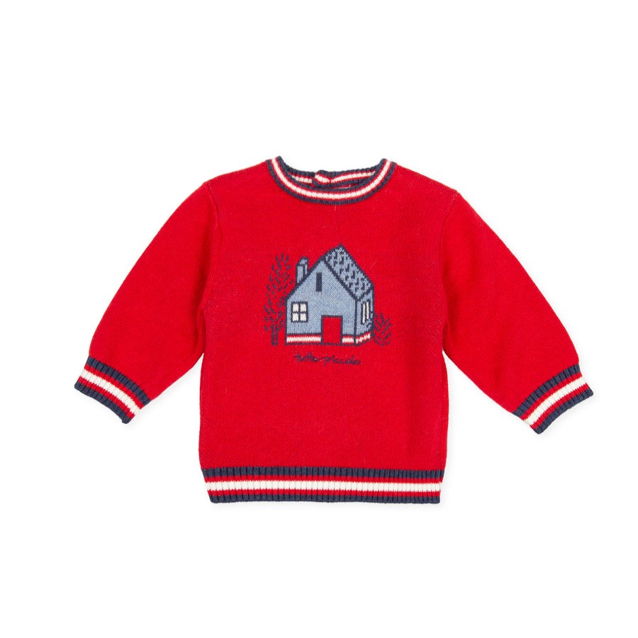 Clothes Tutto Piccolo | Tutto Piccolo 9815 Jersey Tricot Knitted Jumper - Red