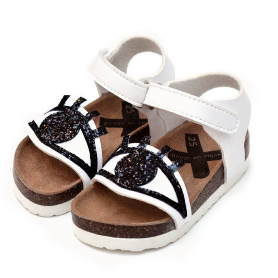 Shoes BOXBO Girl'S Sandals | Boxbo Girl'S Galaxy Eyes Cork Sandal, White/Black