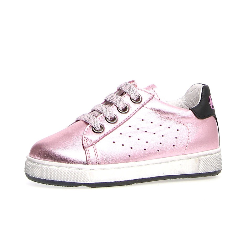 Shoes Naturino Girl'S Casual Shoes | Naturino Girl'S Hasselt Zip Metallic Sneaker Shoes - Pink/Black