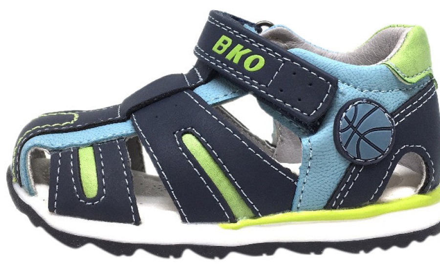 Shoes Beeko Boy'S Casual Shoes | Bko Boy'S Eagle Ii Navy And Green Canvas Single Hook And Loop Strap Fisherman Athletic Sandal