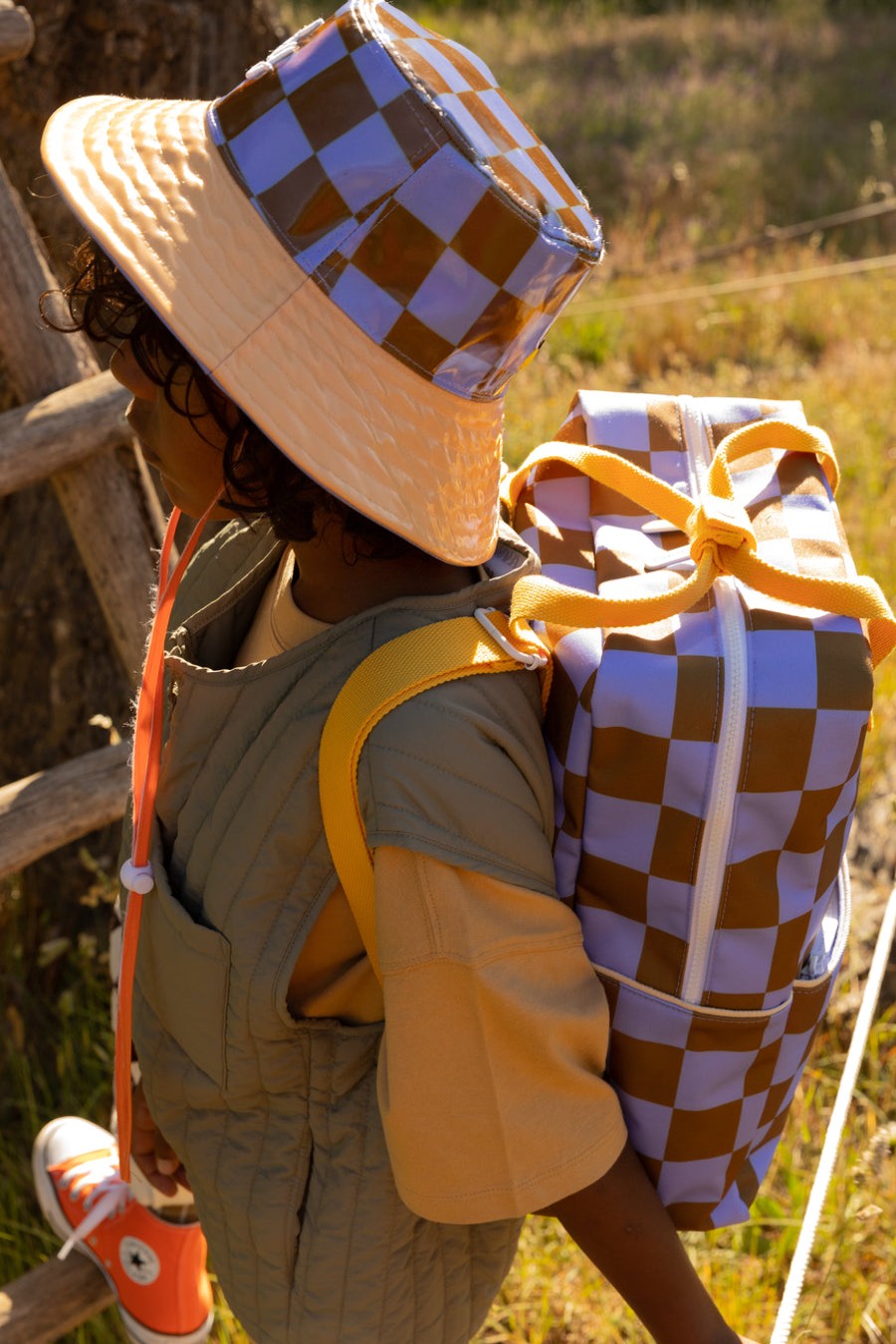 Accessories Sticky Lemon | Sticky Lemon Farmhouse Checkerboard Large Backpack, Blooming Purple/Soil Green