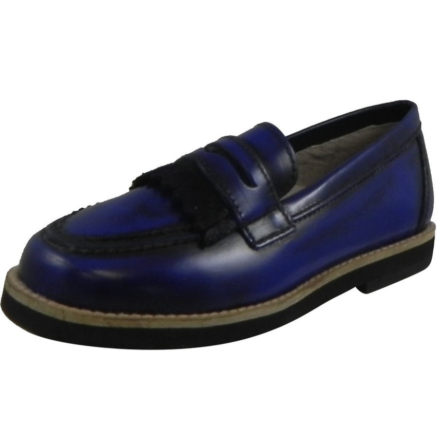 Shoes Hoo Shoes Boy'S Casual Shoes | Hoo Shoes Mark'S Boy'S Classic Leather Slip On Oxford Loafer Shoes Royal Blue