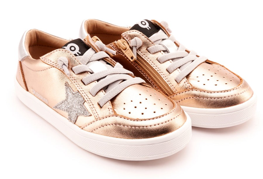 Shoes Old Soles Girl'S Casual Shoes | Old Soles Girl'S 1006 Platinum Runner Casual Shoes - Copper / Glam Argent / Silver / White Sole