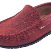 Shoes Atlanta Mocassin Boy'S Casual Shoes | Atlanta Mocassin Girl'S & Boy'S Red Pebble Printed Leather With Patent Trim Slip On Moccasin Loafer Shoe