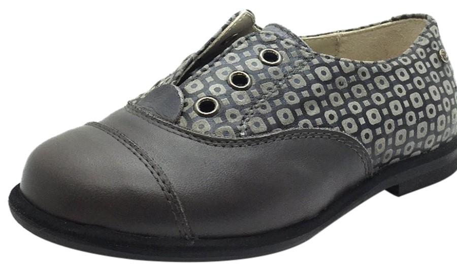 Shoes Manuela de Juan Boy'S Casual Shoes | Manuela De Juan Boy'S & Girl'S Lucio Grey Smooth Printed Leather Oxford Shoes