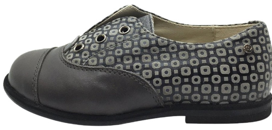 Shoes Manuela de Juan Boy'S Casual Shoes | Manuela De Juan Boy'S & Girl'S Lucio Grey Smooth Printed Leather Oxford Shoes