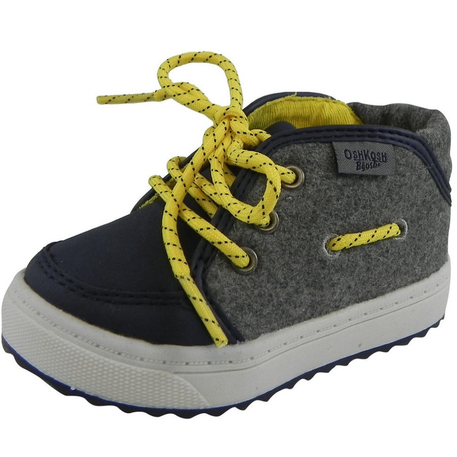 Shoes OshKosh B'Gosh Boy'S Casual Shoes | Oshkosh Boy'S Soft Felt Leather High Top Lace Up Sneakers Navy