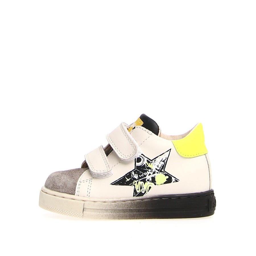 Shoes Naturino Boy'S Casual Shoes | Naturino Falcotto Boy'S And Girl'S Selty Fashion Sneakers, Dark Grey/Milk/Yellow Fluo