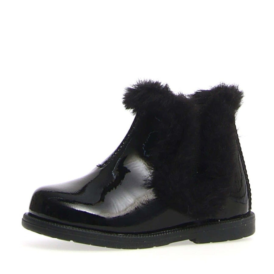 Shoes Naturino Girl'S Boots | Naturino Falcotto Girl'S Winter Wood Fur Shoes, Black Patent