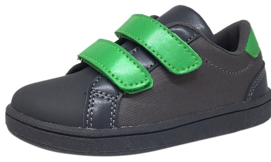 Shoes My Brooklyn Boy'S Casual Shoes | My Brooklyn The Original Boy'S And Girl'S Sneaker In Grey With Green Double Straps