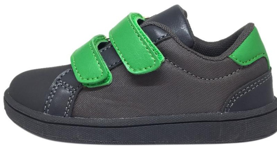 Shoes My Brooklyn Boy'S Casual Shoes | My Brooklyn The Original Boy'S And Girl'S Sneaker In Grey With Green Double Straps