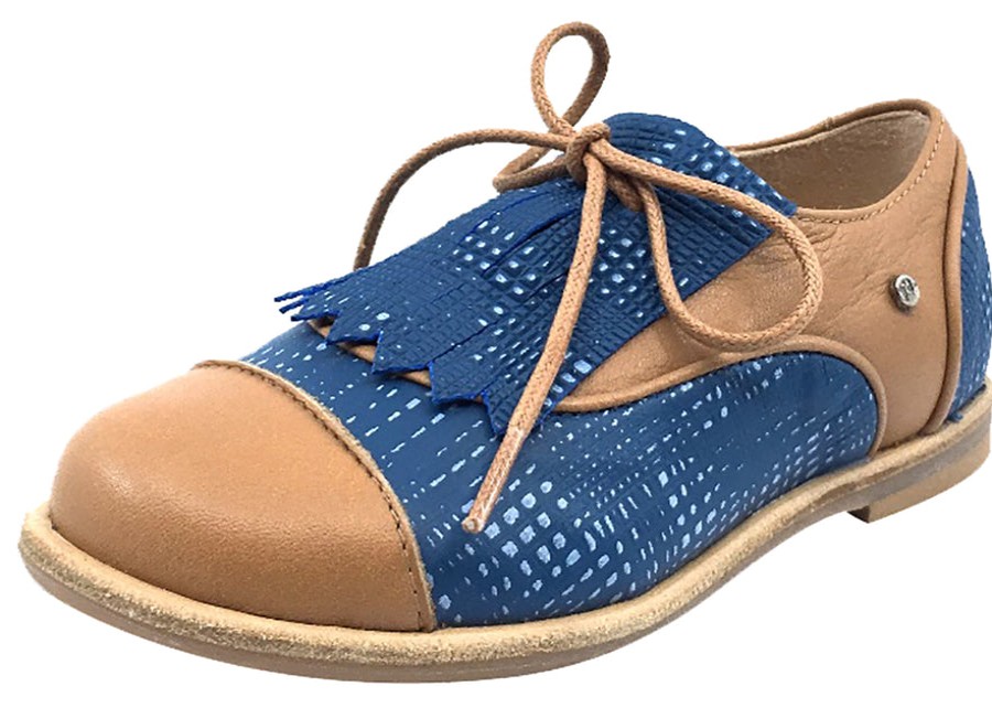 Shoes Manuela de Juan Boy'S Casual Shoes | Manuela De Juan Boy'S And Girl'S Tan And Blue Diana Oxford