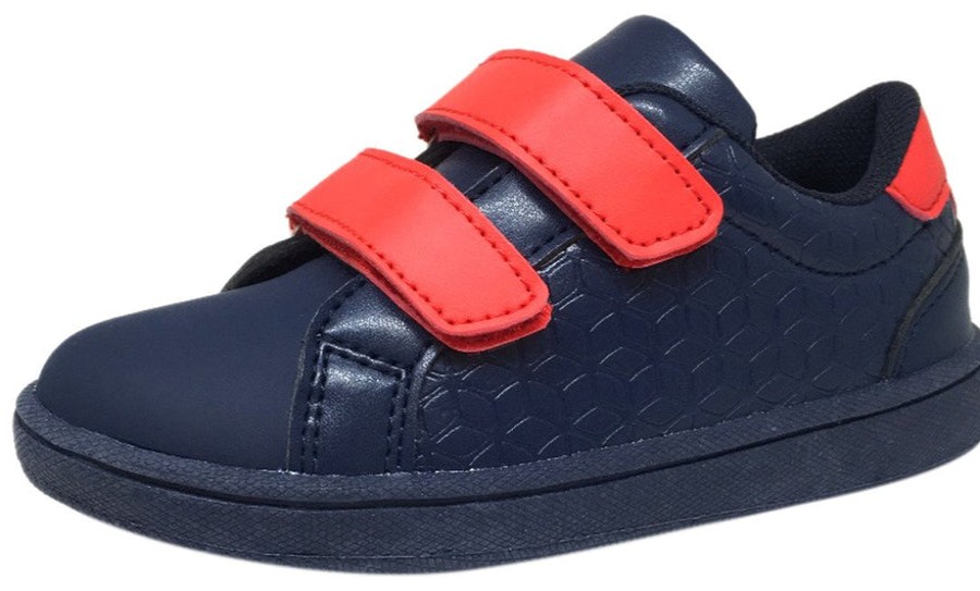 Shoes My Brooklyn Boy'S Casual Shoes | My Brooklyn The Original Boy'S And Girl'S Sneaker In Navy Blue With Red Double Straps