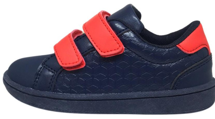 Shoes My Brooklyn Boy'S Casual Shoes | My Brooklyn The Original Boy'S And Girl'S Sneaker In Navy Blue With Red Double Straps