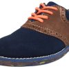 Shoes Florsheim Boy'S Casual Shoes | Florsheim Boy'S Kennett Jr. Ii Navy Blue Brown Suede Marble Bottom Classic Lace Up Oxford Shoes