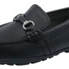 Shoes Geox Boy'S Casual Shoes | Geox Jr New Fast Mocassin Black Premium Leather Slip On For Boy'S