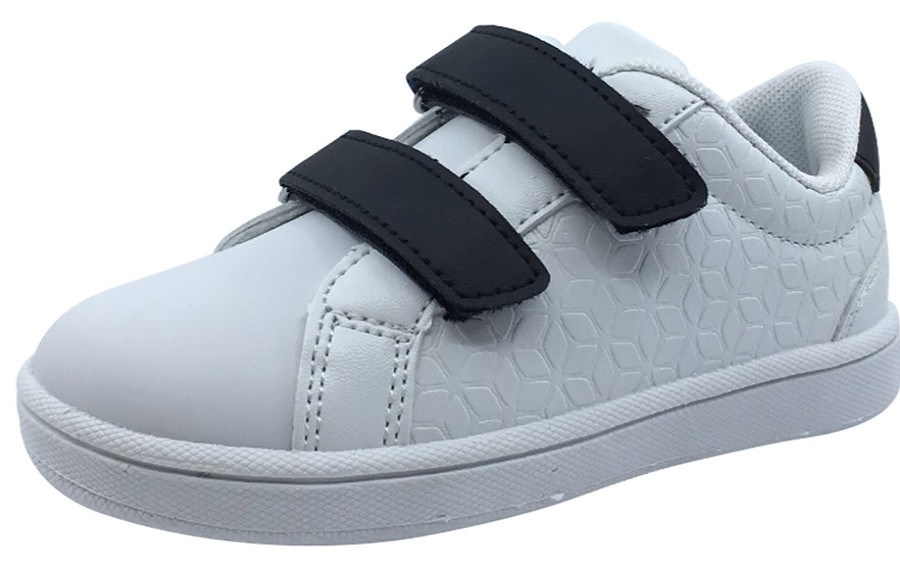 Shoes My Brooklyn Girl'S Casual Shoes | My Brooklyn The Original Boy'S And Girl'S Sneaker In White With Black Double Straps