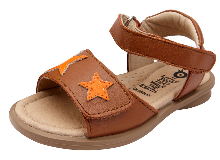 Shoes Old Soles Girl'S Sandals | Old Soles Boy'S And Girl'S Star-Born Leather Sandals - Tan/Neon Orange