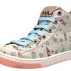 Shoes MAA Boy'S Casual Shoes | Maa Girl'S Grey Pastel Leather Ice Cream Print Lace Up High Top Sneakers