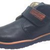 Shoes Naturino Boy'S Casual Shoes | Naturino Boy'S 9101 Navy Orange Smooth Leather Thick One Hook And Loop High Top Sneakers