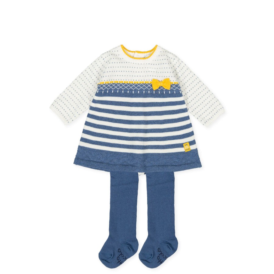 Clothes Tutto Piccolo | Tutto Piccolo 9204 Vestido Tricot Knitted Dress With Tights - Dark Blue