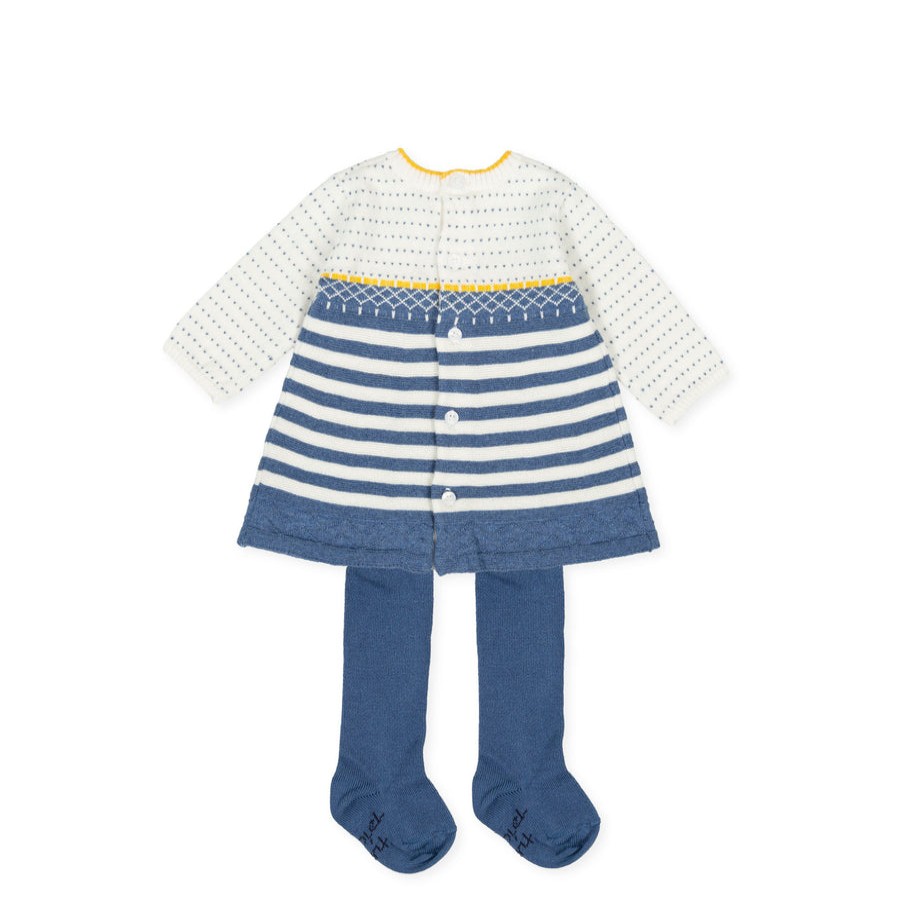 Clothes Tutto Piccolo | Tutto Piccolo 9204 Vestido Tricot Knitted Dress With Tights - Dark Blue