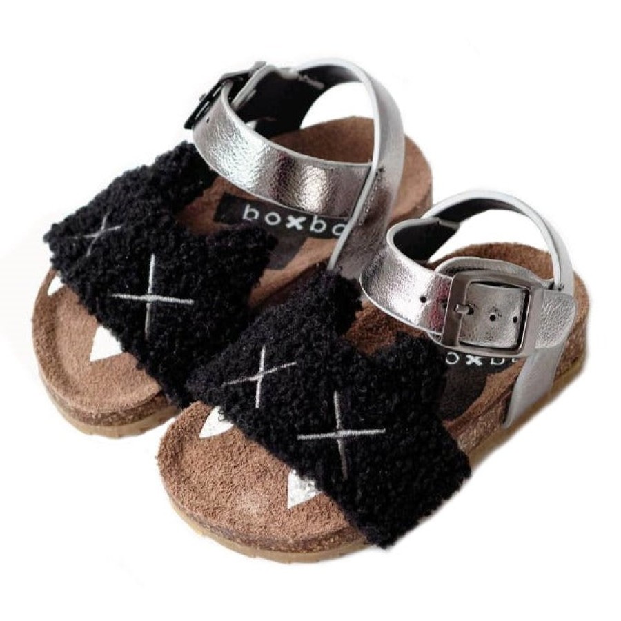 Shoes BOXBO Girl'S Sandals | Boxbo Girl'S Canine Cork Sandal, Black/Silver