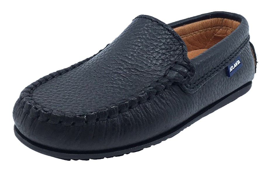 Shoes Atlanta Mocassin Boy'S Dress Shoes | Atlanta Mocassin Boy'S And Girl'S Pebbled Leather Loafers, Black