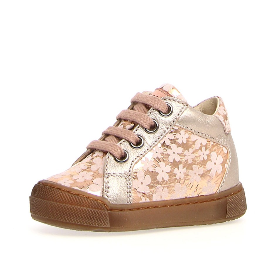 Shoes Naturino Girl'S Casual Shoes | Naturino Falcotto Girl'S Metallic Pebbled Patiula Zip Sneakers, Pink-Nut