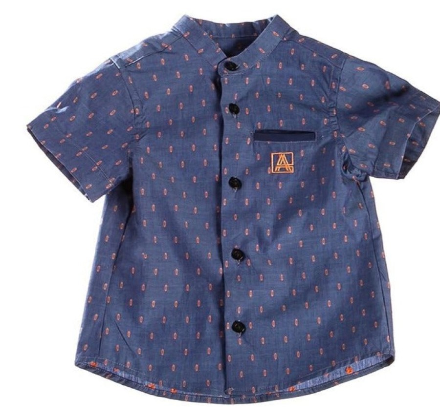 Clothes Attic 21 | Attic 21 Boy'S Nsh4227 Blue And Orange Shirt - Multi