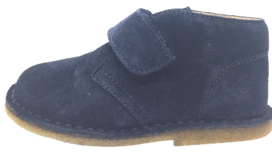 Shoes Naturino Boy'S Casual Shoes | Naturino Boy'S Navy Blue Smooth Suede Classic Thick Single Hook And Loop Chukka Boot