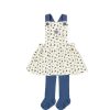 Clothes Tutto Piccolo | Tutto Piccolo 9422 Pichi Leotardos Punto Roma Pinafore Dress With Tights - Ecru