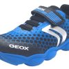 Shoes Geox Boy'S Casual Shoes | Geox Boy'S Munfrey Light Blue Black Polka Dot Mesh Double Hook And Loop Strap Sporty Low Top Breathable Sneaker