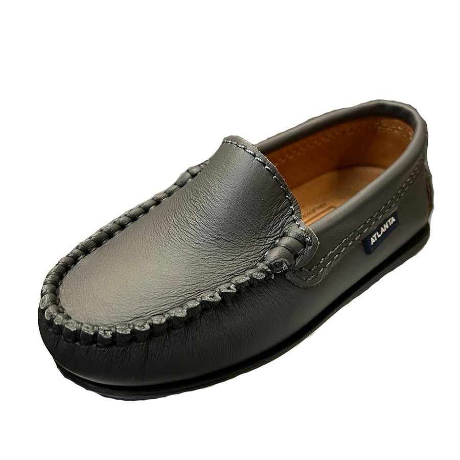 Shoes Atlanta Mocassin Girl'S Dress Shoes | Atlanta Mocassin Boy'S And Girl'S Plain Vamp Leather Loafers, Grey Smooth