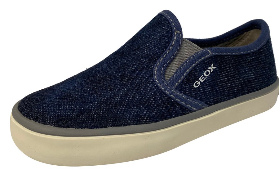 Shoes Geox Boy'S Casual Shoes | Geox Boy'S And Girl'S Kilwi Denim Canvas Slip-On Sneaker