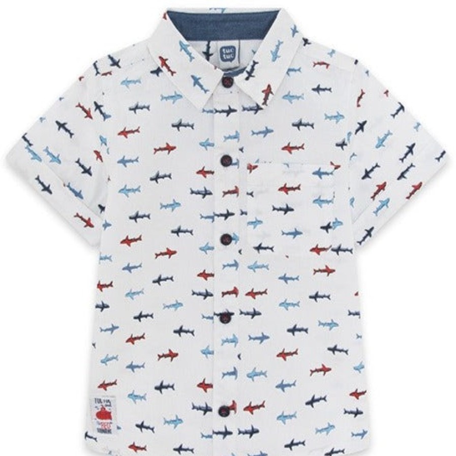 Clothes Tuc Tuc | Tuc Tuc Shark Poplin Button Down Shirt, White