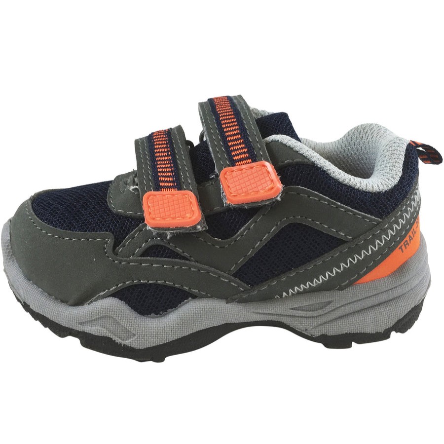 Shoes Carter's Boy'S Casual Shoes | Carter'S Boy'S Grey Navy Orange Wavy Trail Hiker Double Hook And Loop Sneaker