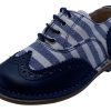 Shoes Eureka Boy'S Dress Shoes | Eureka Boy'S Stripe Textile And Navy Handcrafted Leather Oxford